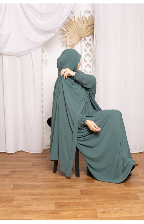 Ensemble hijab xxl abaya médina sauge foncé