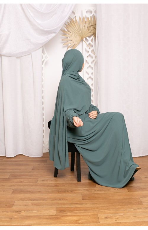 Ensemble hijab xxl abaya médina sauge foncé