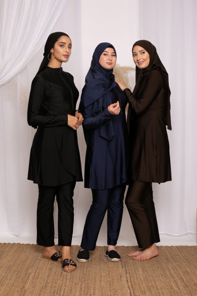 burkini zip noir boutique musulmane tendance et pas cher