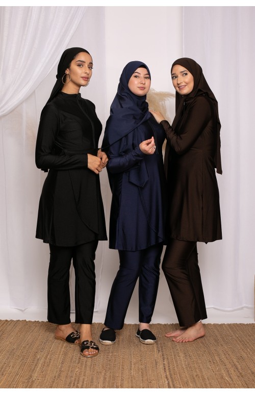 burkini zip bleu collection maillot de bain modeste pour femme musulmane