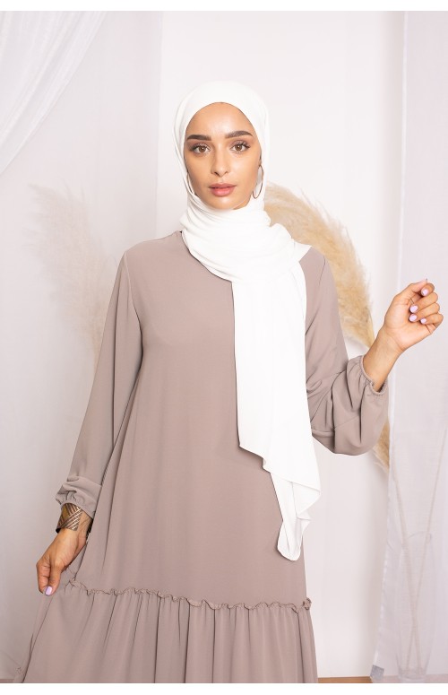 Hijab lux mousseline bonnet intégré  blanc cassé