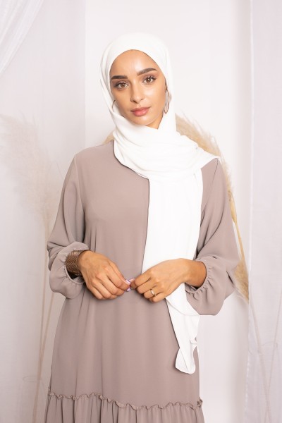 Hijab lux mousseline bonnet intégré  blanc cassé