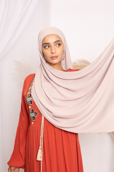 Hijab lux mousseline bonnet intégré taupe clair