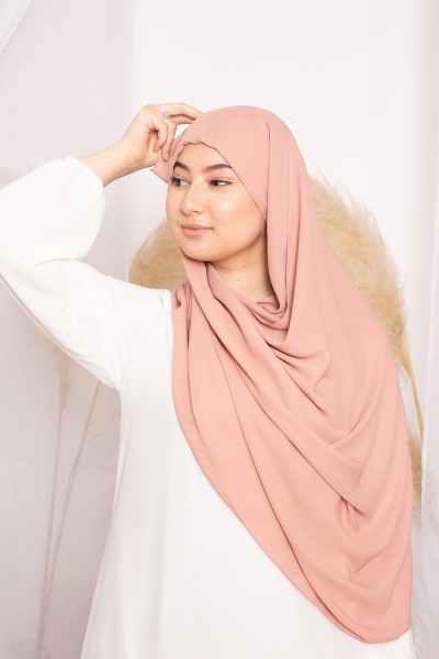Hijab lux muslin integrated cup peach