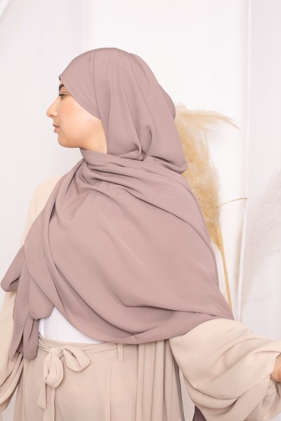 Hijab bonnet intégré soie de médine noisette