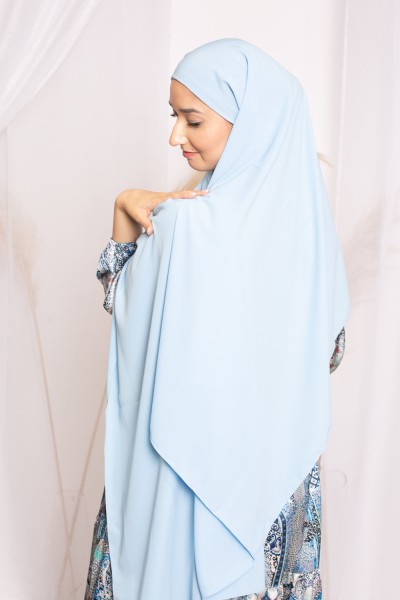 Hijab integrated bonnet sky blue medina silk