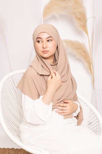 Hijab bonnet intégré soie de médine beige