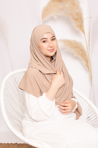 Hijab bonnet intégré soie de médine beige