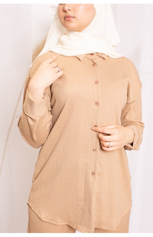 Hijab lux mousseline bonnet intégré écru
