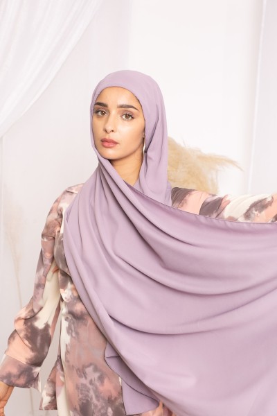 Hijab lux mousseline bonnet intégré violine
