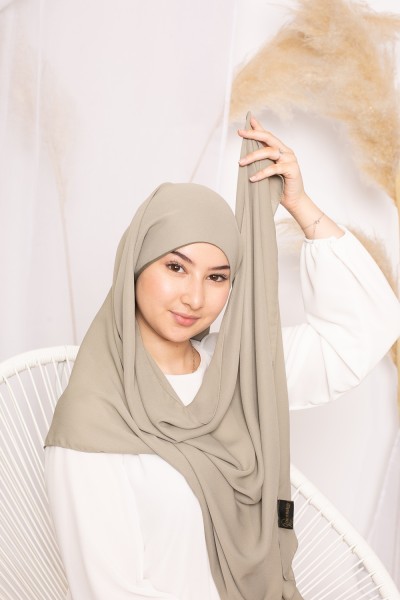 Hijab lux mousseline bonnet intégré vert