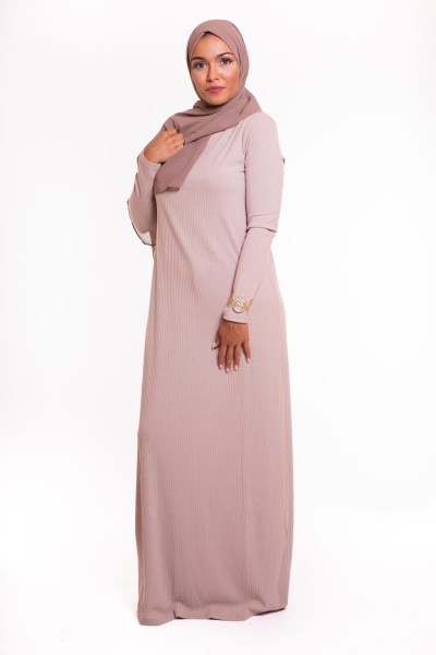 Robe pull beige pour femme musulmane boutique hijab