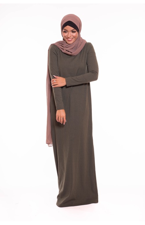 Robe pull kaki pour femme musulmane boutique hijab