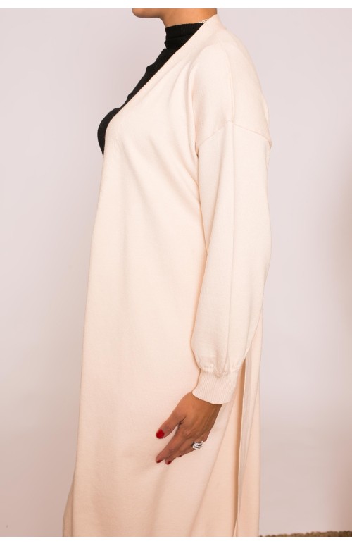 Gilet long crème prêt à porter pour femme musulmane boutique hijab moderne