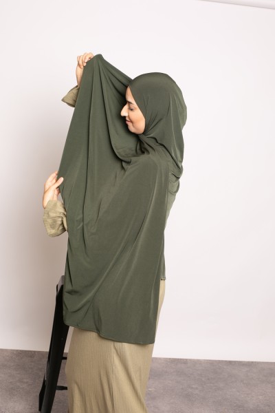Hijab premium arena jersey caqui oscuro