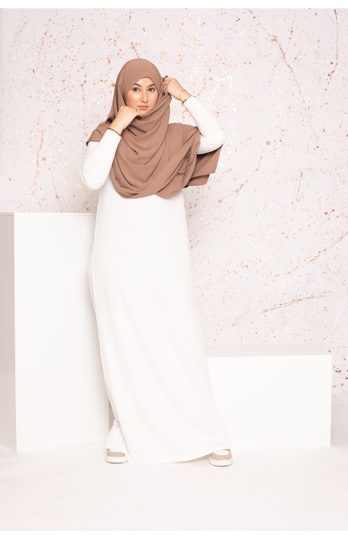 Hijab bonnet intégré soie de médine chataigne