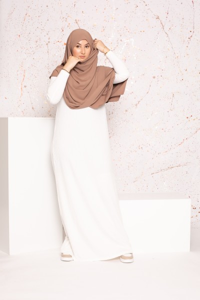 Hijab bonnet intégré soie de médine chataigne