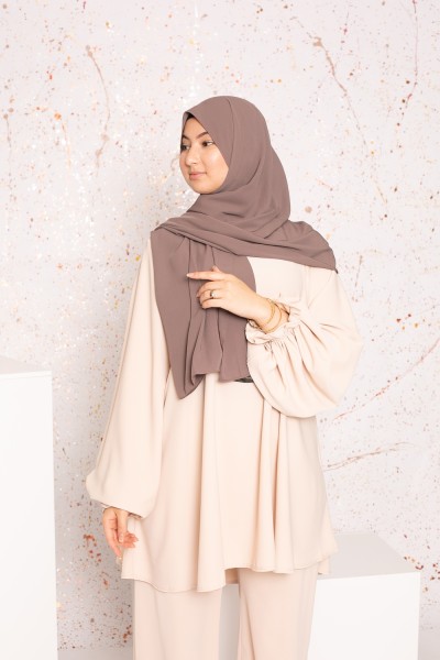Hijab de seda medina marrón topo