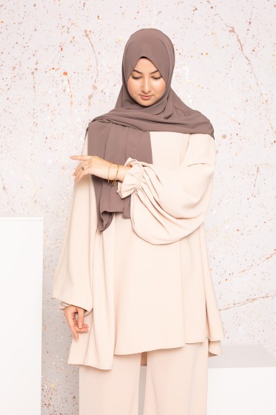Brauner, taupefarbener Hijab aus Medina-Seide