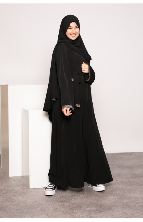 Robe longue diamants noir boutique pour femme musulmane