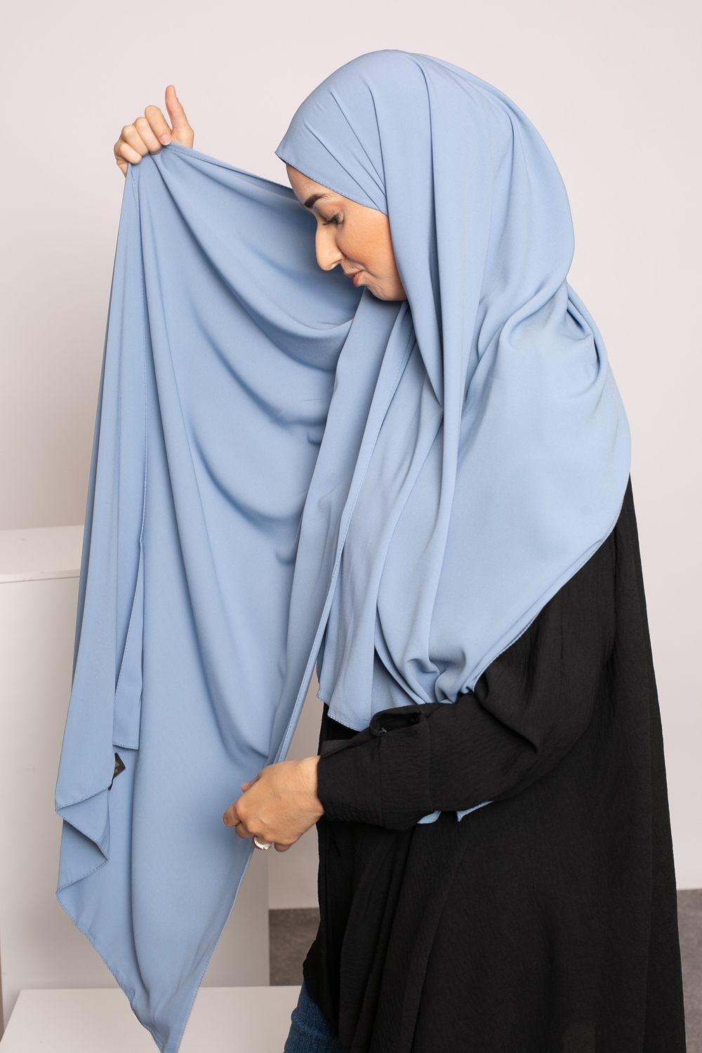 Hijab soie de médine bleu jeans