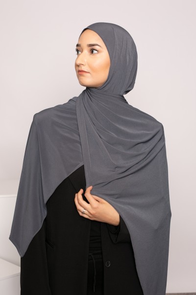 Hijab premium sandy jersey gris foncé