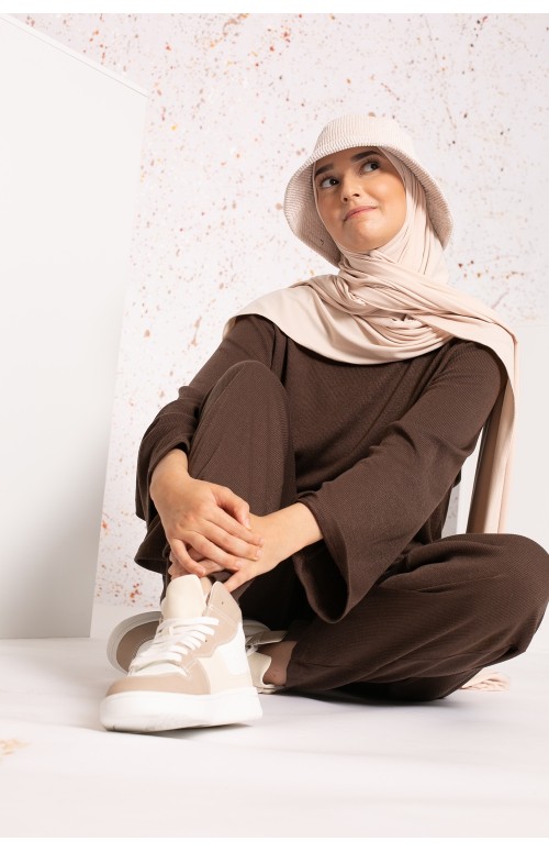 Ensemble large marron pour automne hiver boutique moderne pour fille musulmane