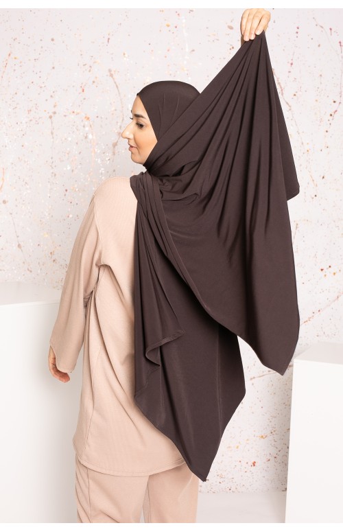 Hijab premium sandy jersey marron