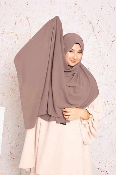 Brauner, taupefarbener Hijab aus Medina-Seide