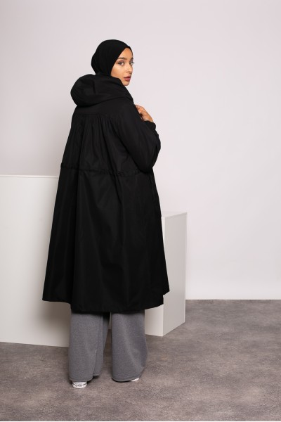 Black flared trench