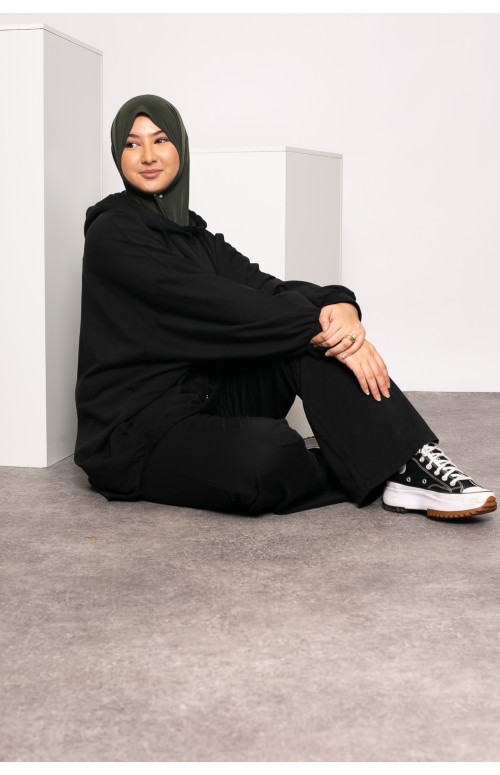 Ensemble sport weat noir modeste et mastour pour femme moderne musulmane
