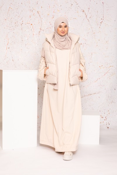 Doudoune courte beige hijab shop muslim prêt à porter pour fille moderne musulmane 