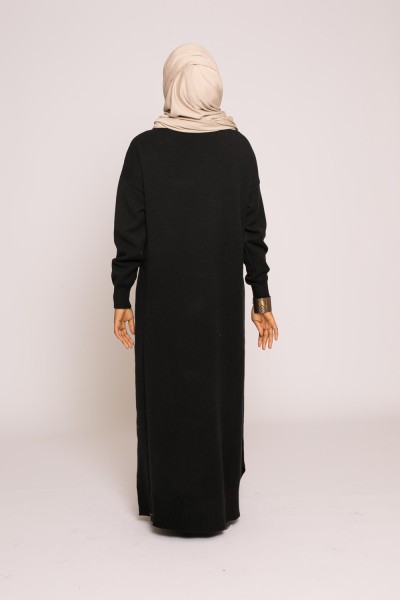 Robe pull col montant noir pour hiver v^tement mastour et modeste pour femme