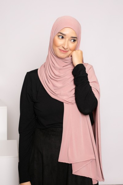 Hijab Premium sandfarbener Jersey altrosa