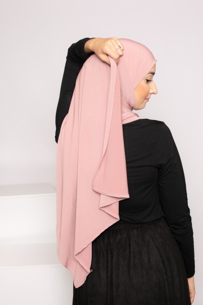 Hijab Premium sandfarbener Jersey altrosa