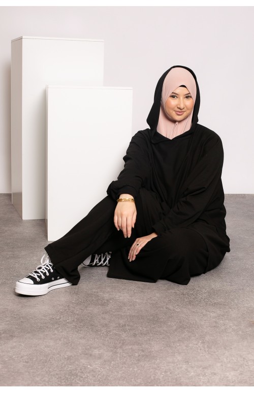 Ensemble jogging farasha noir modeste pour femme musulmane boutique hijab moderne