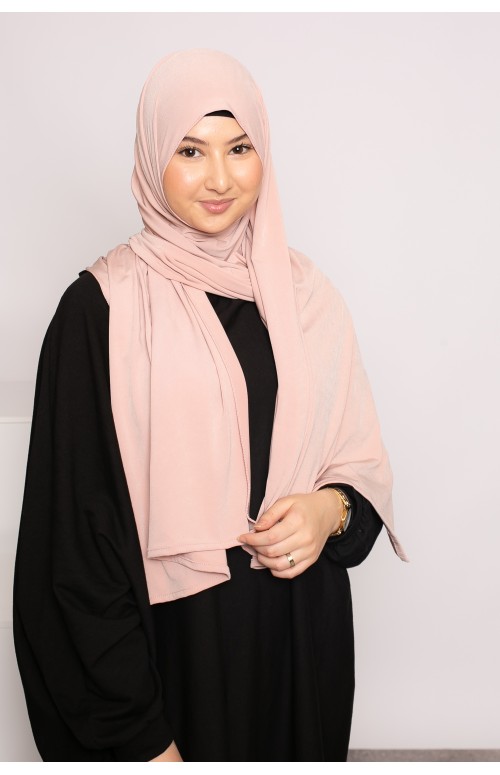 Hijab premium sandy jersey rose clair