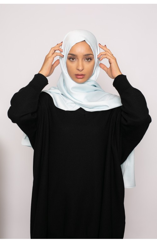 hijab premium glossy bleu pastel