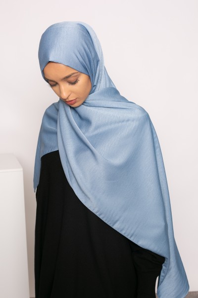 Stahlblauer, glänzender Premium-Hijab
