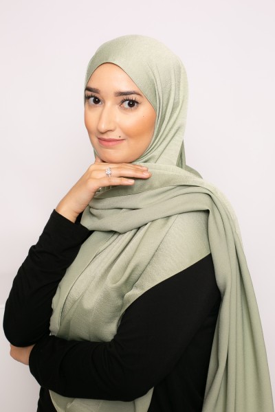 glossy pistachio green premium hijab