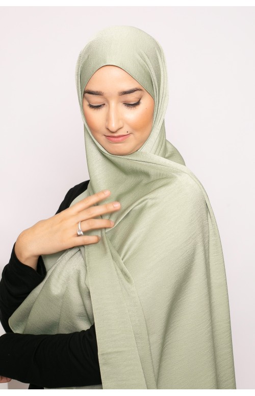 hijab premium glossy vert pistache