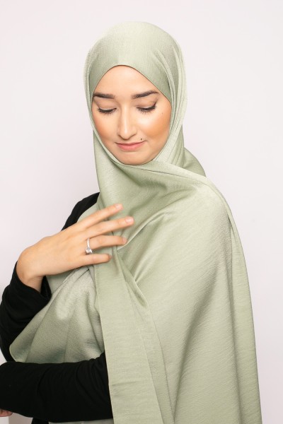 glossy pistachio green premium hijab