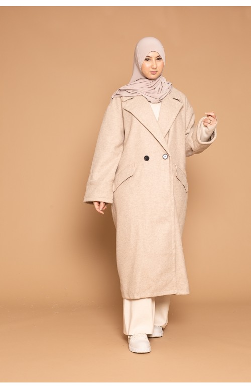 Manteau chic oversize taupe clair
