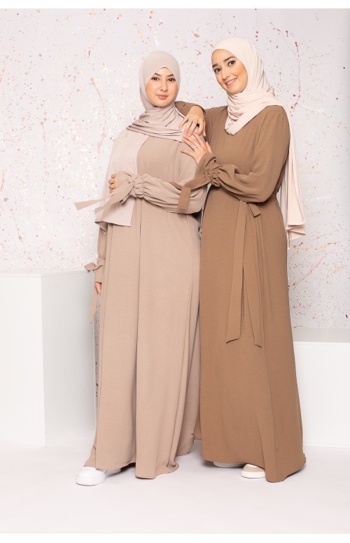 Robe longue jazz manche tulipe chataigne boutique de vêtement pour femme musulmane