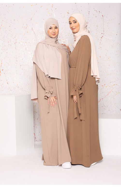 Robe longue jazz manche tulipe chataigne boutique de vêtement pour femme musulmane