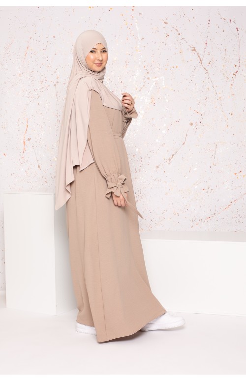 Robe jazz manche tulipe taupe clair collection hiver pour femme