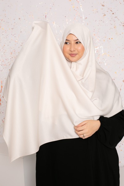 Hochwertiger, glänzender cremefarbener Hijab
