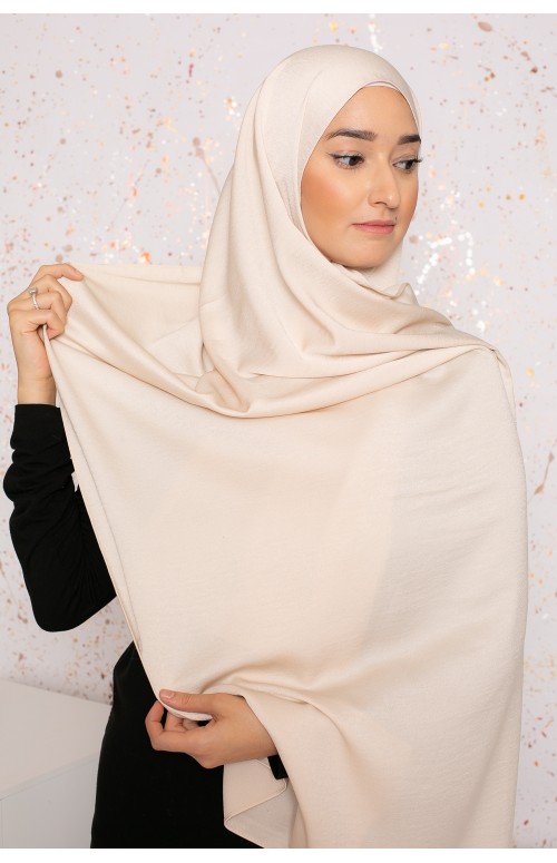 hijab premium glossy beige clair