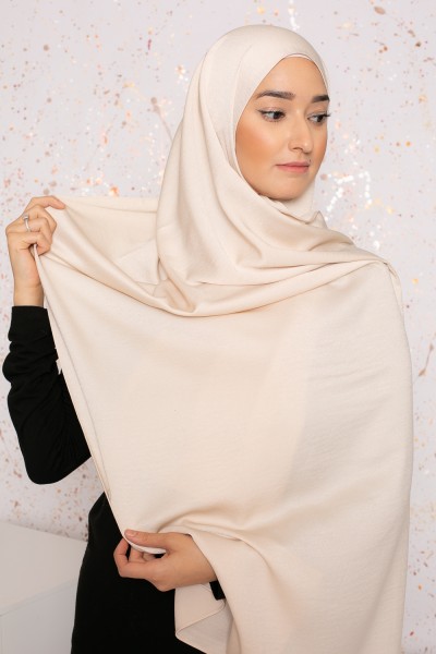 light beige glossy premium hijab
