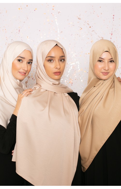 hijab premium glossy taupe clair